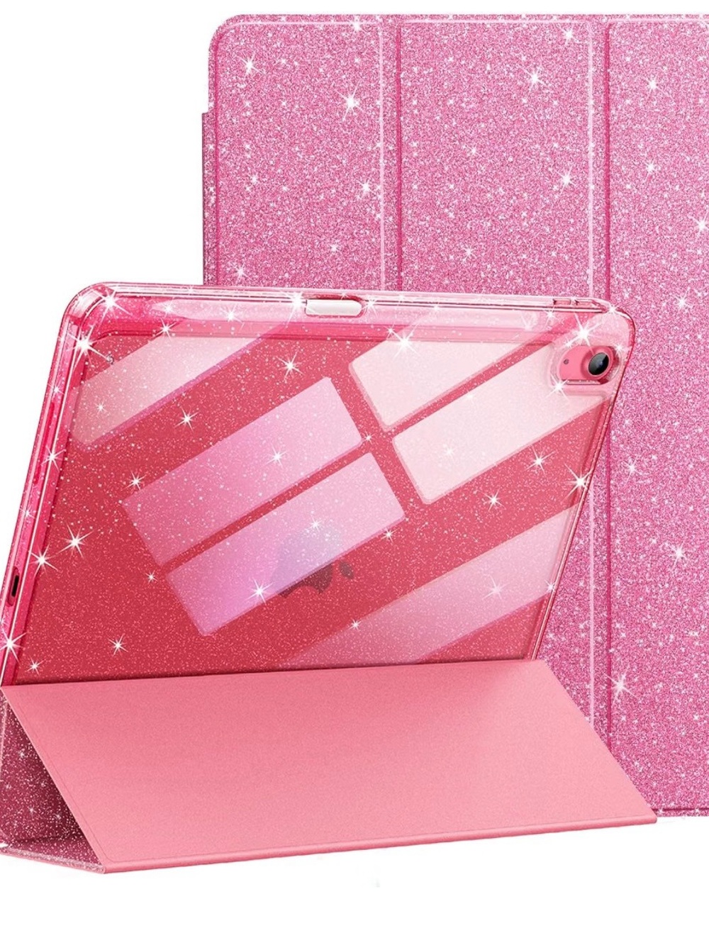 Sparkle Pink Glitter Tablet Case with Clear Back - Compatible Tablet Cover